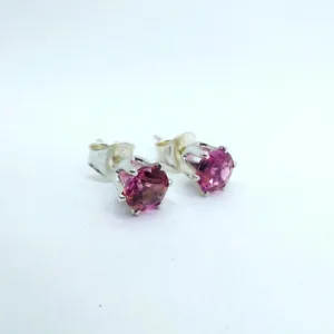 Roosa turmaliiniga stud kõrvarõngad